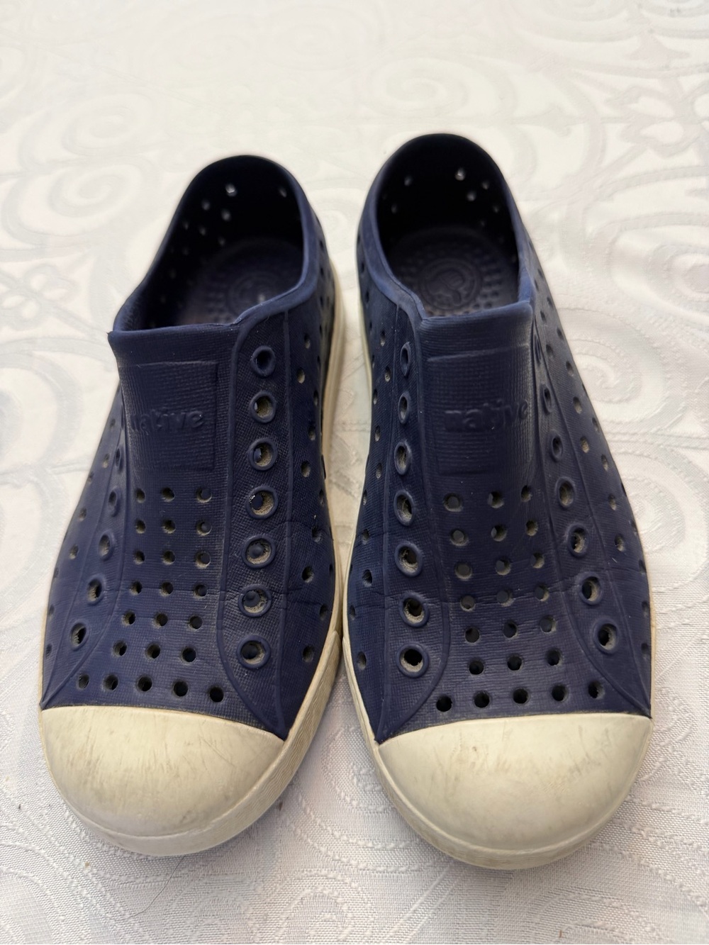 Native Preschooler Size 12 Slip-On Sneakers Sandals Shoes Navy White Toe Caps